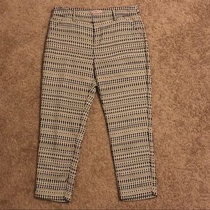 Black + White Patterned Crop Pants